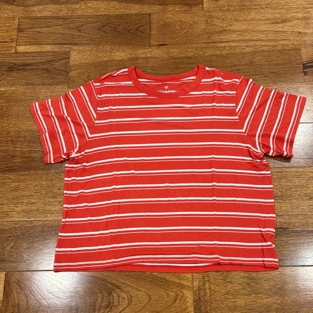 American Eagle Outfitters Red and White Striped Top